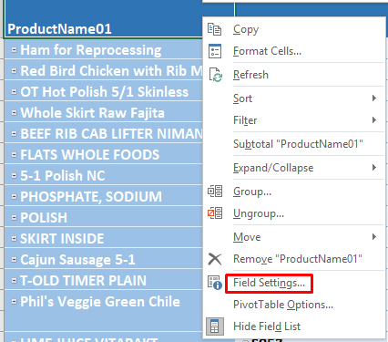 Renaming Pivot Table Fields