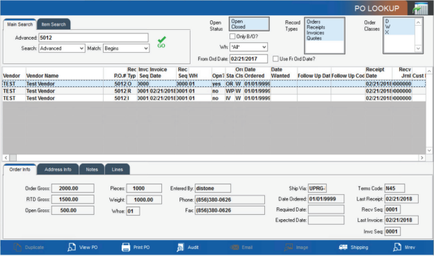 Purchase Order Inquiry